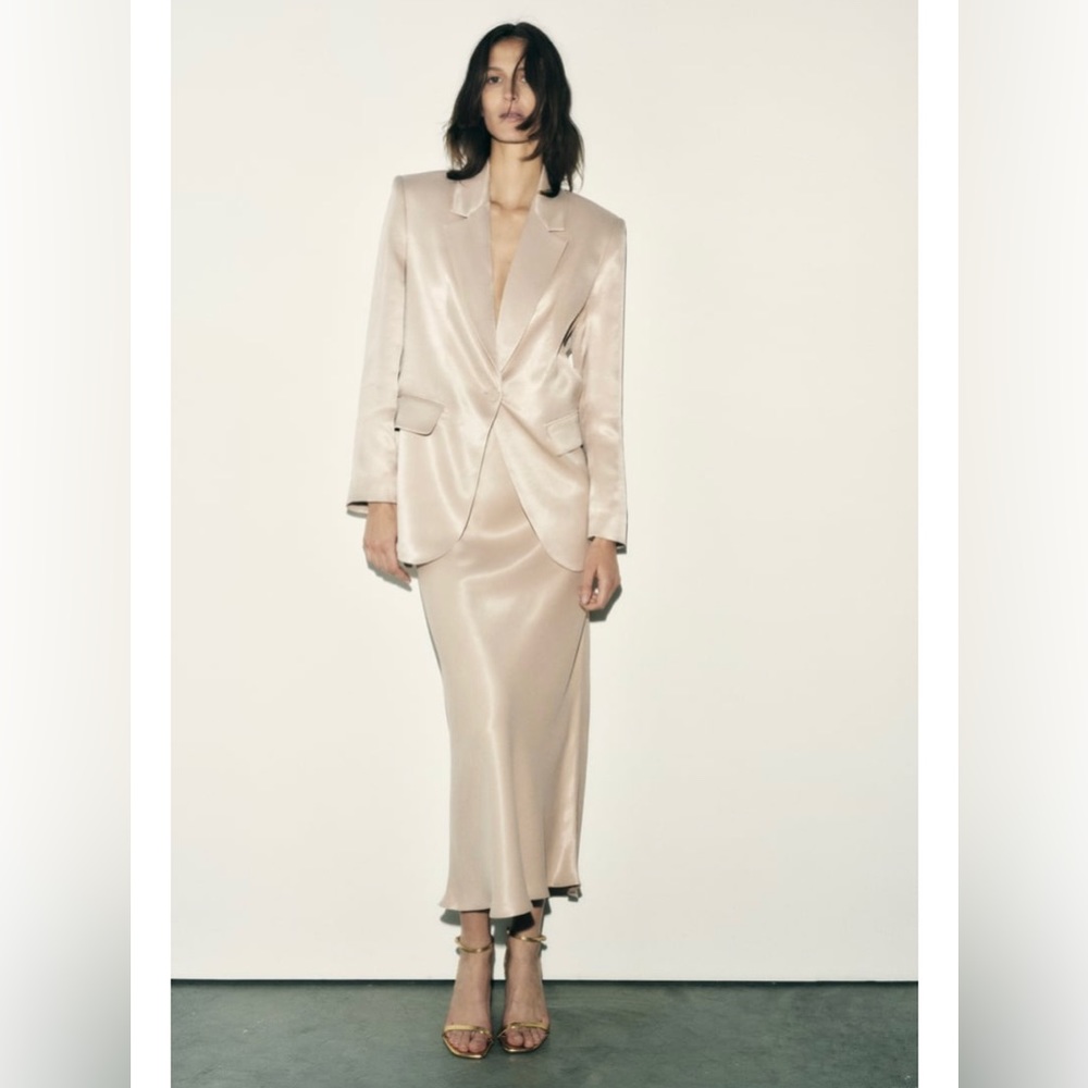 Zara straight cut satin effect blazer